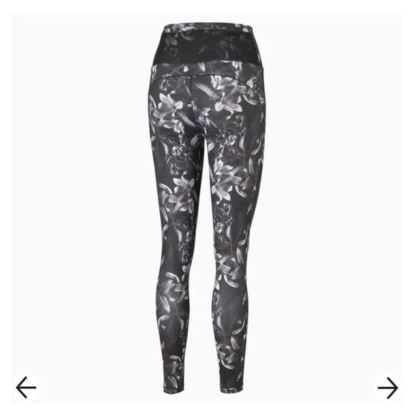 NWT PUMA Floral Untamed 7/8 Training Leggings Grey white print tropical floral - Picture 4 of 9